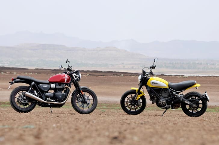 Both bikes are modern interpretations of designs from the early 1960s and represent a distinct shift away from the highly specialised motorcycles that you see today.