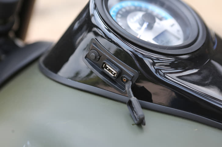 There is a handy USB port on the motorcycle, but tacky rubber and plastic bits were quite apparent on the pre-production prototype.