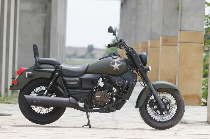 The matte-green finish for the Commando gives it the air of a military vehicle.