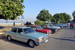 The very durable W114s and W115s at the Classic Car Rally 2016.