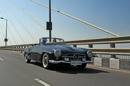 The glamourous Mercedes-Benz W121 190SL on the Bandra-Worli Sea Link.