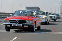 The sleek Mercedes-Benz R107 350SL.