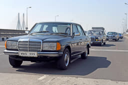 The Mercedes-Benz W123 230 from the 1970s looks almost new.