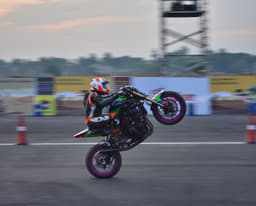 At 10.65sec, Nadeem Shah's was the fastest wheelie. He was astride a Kawasaki Z1000
