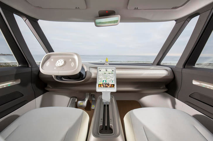 The concept features a retractable, touch sensitive steering wheel.