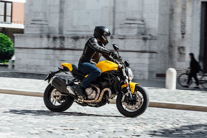 Ducati Monster 821 rolling shot.