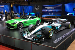 Mercedes-AMG GT R with the current F1 race car.