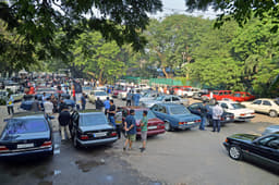 The event showcased the evolution of Mercedes-Benz cars.
