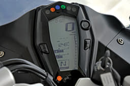 The digital instruments are comprehensive and include a 0-60 kph timer as well as a lap timer.