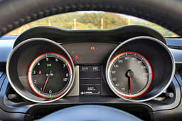 Hooded dials get sleek detailing in red. 