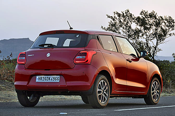 Rear styling is a departure from the older Swifts. Prominent lip on tail gate adds muscle to design.