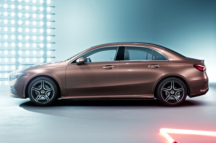 China-specific long-wheelbase A-class L sedan gets added length within the rear door.