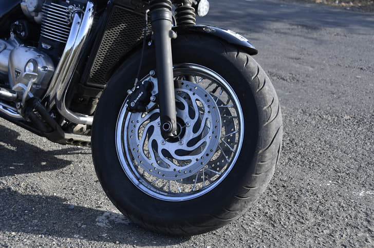 Twin-disc setup makes for great braking; Bobber gets single disc.