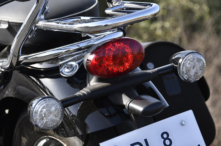 Retro-styled rear looks gorgeous being ridden into the sunset.