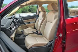 Front seats are very comfy. Adjustable neck restraints are a welcome addition.