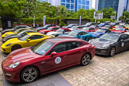 Over 40 Porsches participated in the Mumbai drive, despite a heavy rain forecast.