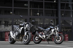 The CB300R alongside the litre-class CB1000R.