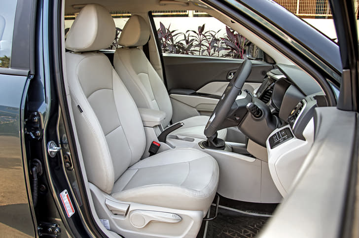 XUV300 W8 (O) comes with leatherette seating surfaces.