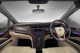 Dash has been covered in faux leather and gets wood inserts.