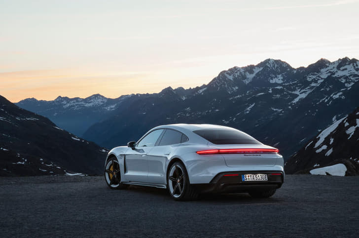 Porsche Taycan Rear View Porsche Taycan Rear View