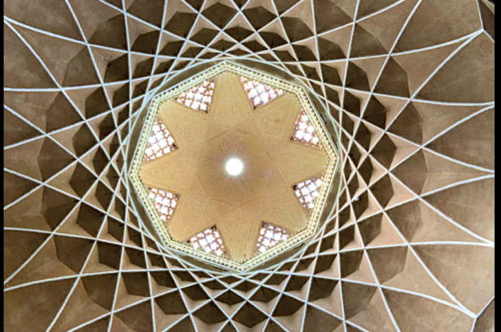 Geometrically perfect dome inside main building at Dowlatabad Garden in Yazd dates back to 1750.
