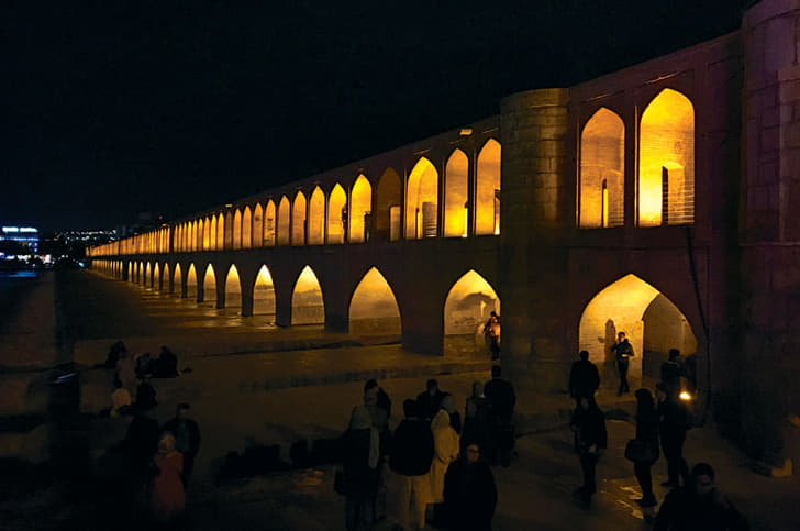 Si-o-Se-pol bridge with 33 arches is the longest of the 11 historical bridges in Isfahan.
