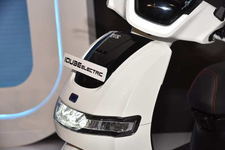 LED-powered headlight on the TVS iQube.