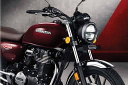 The H'ness CB350 features retro styling with its simple-looking tank and round headlight.