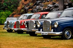 Pontons and Fintails: E-class predecessors at the Mercedes-Benz Classic Car Rally 2020.