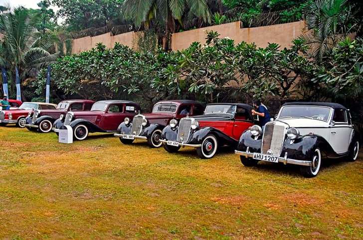 The entire Mercedes 170 V range, along with an extremely rare 170 Roadster (extreme right), was on display.