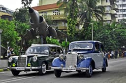Purazar Fouzdar’s 170 V was freshly restored for the show, alongside it is Goenka’s 220 S Ponton.