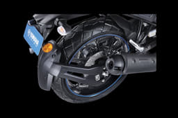 The 17 inch wheels are shod with block pattern tyres.