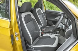Taigun GT's front seats neatly trimmed and comfy.