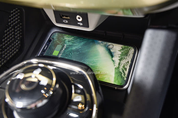 New wireless charging pad located at the base of the centre console.