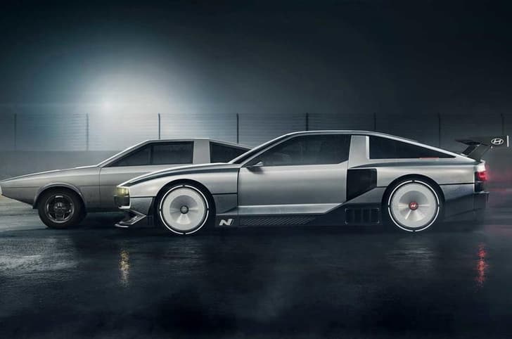 Hyundai Vision N 74 and 1974 Hyundai Pony Coupé side profile