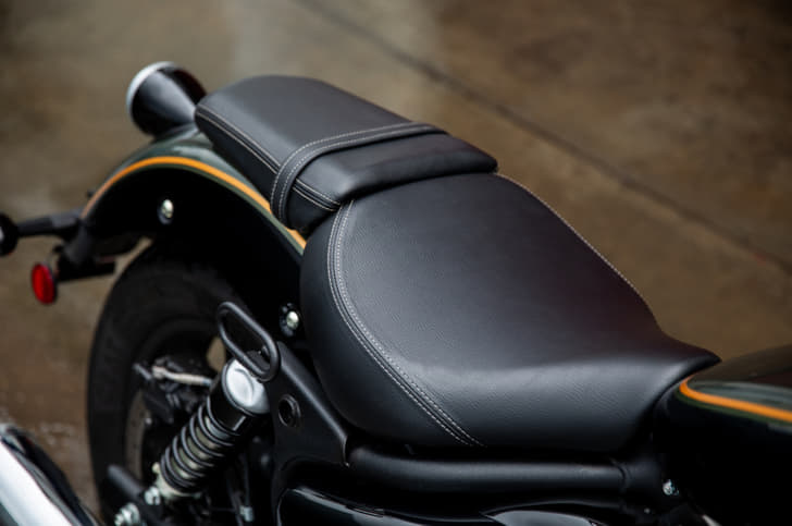 The bike comes with split seats as standard