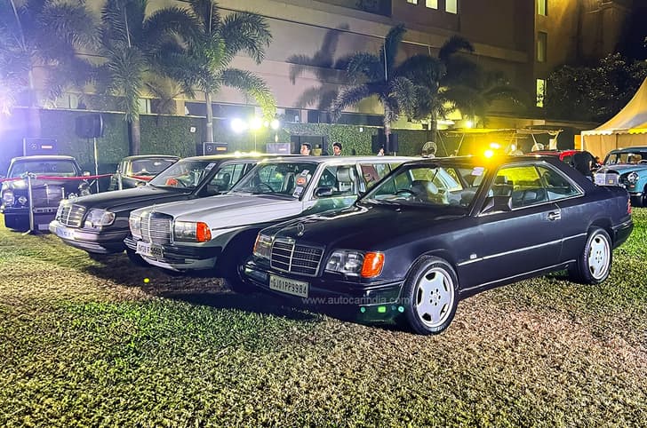 Seen here is a rare-for-India W124 Coupe. This was also the first night classic car show in India.