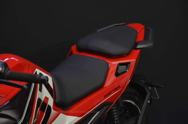 The Matter Energy electric bike features a split seat setup.