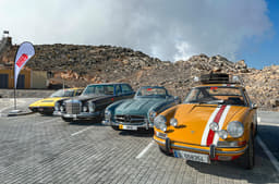 Jacky Ickx’s Bahama Mama and a 300SL after a climb to Jabel Jais - the highest peak in the UAE at 1500m above sea level. 