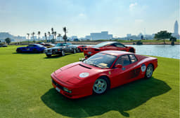 Jimmy Tata's Ferrari Testarossa among other modern classics at the 1000 Miglia. 