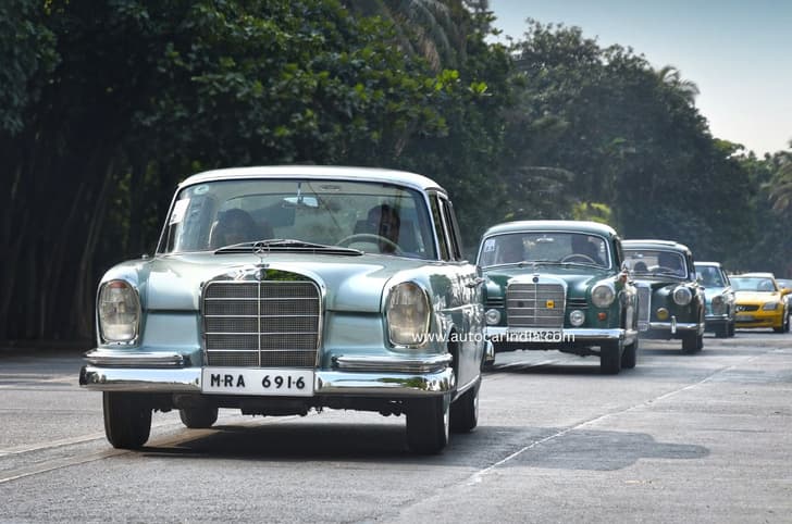 The convoy of classic Mercedes-Benz cars rolled off from Taj Lands End in Bandra to Worli Sea Face and back as part of the rally.