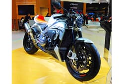 The Norton V4 CR was on display at the TVS booth even as company officials are tight-lipped about the British marque's Indian plans.