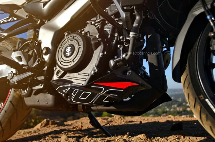The Pulsar NS400Z uses the same engine as the Dominar 400 but gets shorter final drive gearing.