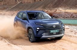 Tata Harrier EV in motion on an off road patch