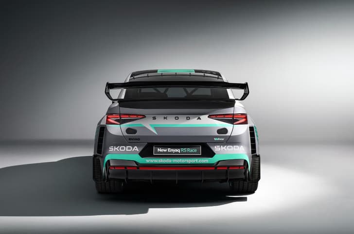 Skoda electric car concept Enyaq RS race rear studio shot