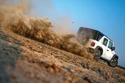 Mahindra Thar Roxx offroading exterior going sideways