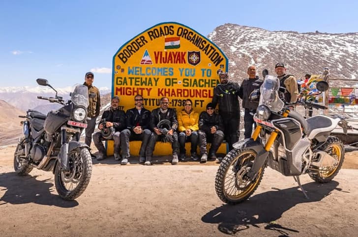 Himalayan 750 and Electric Himalayan at Khardung La, Ladakh