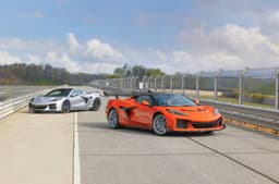 Chevrolet Corvette ZR1X orange and silver on track