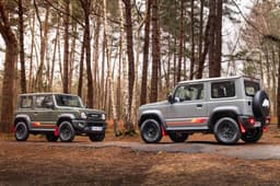 Suzuki Jimny 55th Anniversary Edition  facing each other in forest