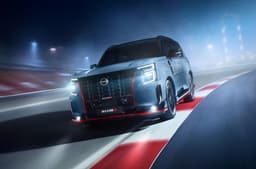 Nissan Patrol Nismo front left driving shot on traack